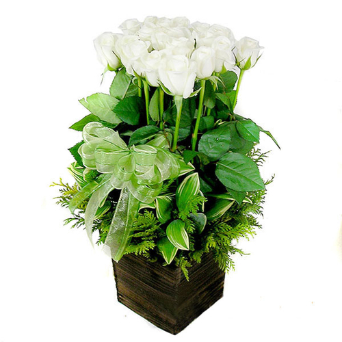 화이트꽃바구니